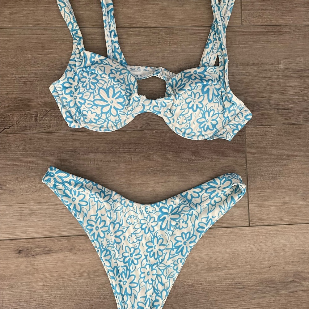 Aurelle Blue and White Floral Bikini